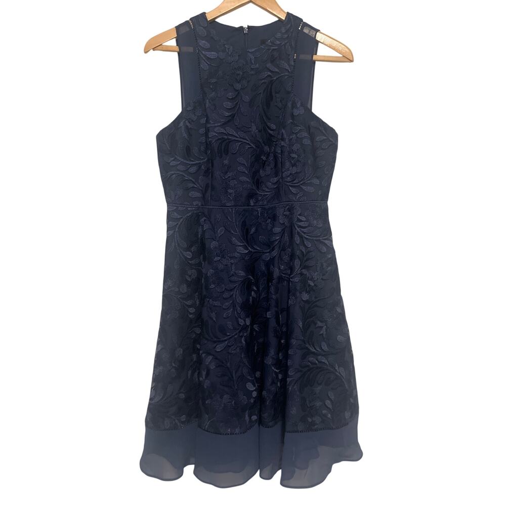 Aidan‎ Aidan Mattox Fit and Flare Cocktail Dress Navy 8